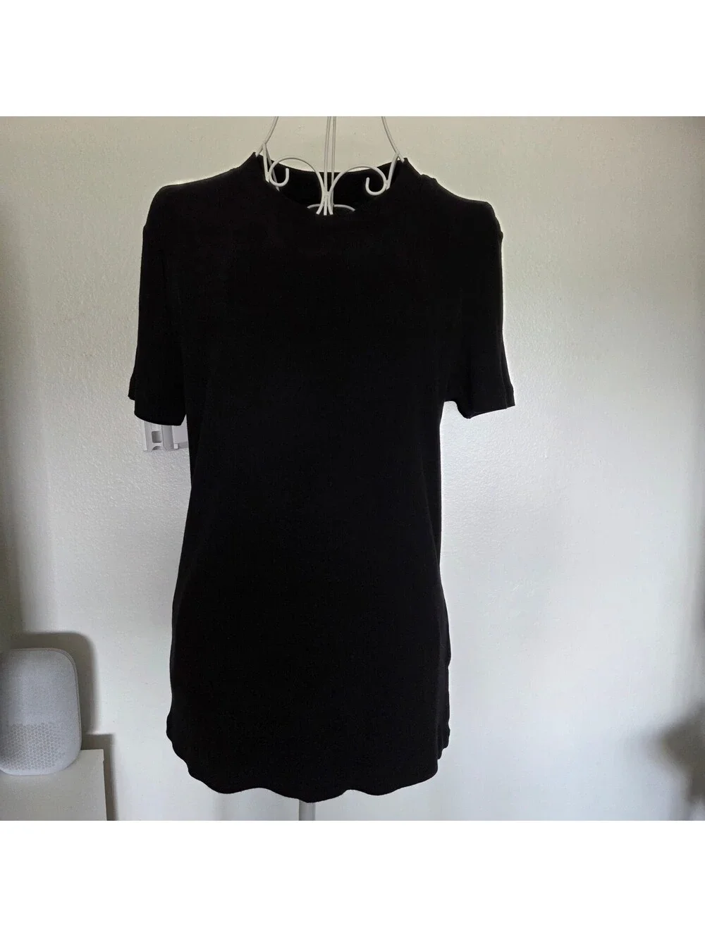 Banana Republic Black Ribbed Short Sleeve Top Size L